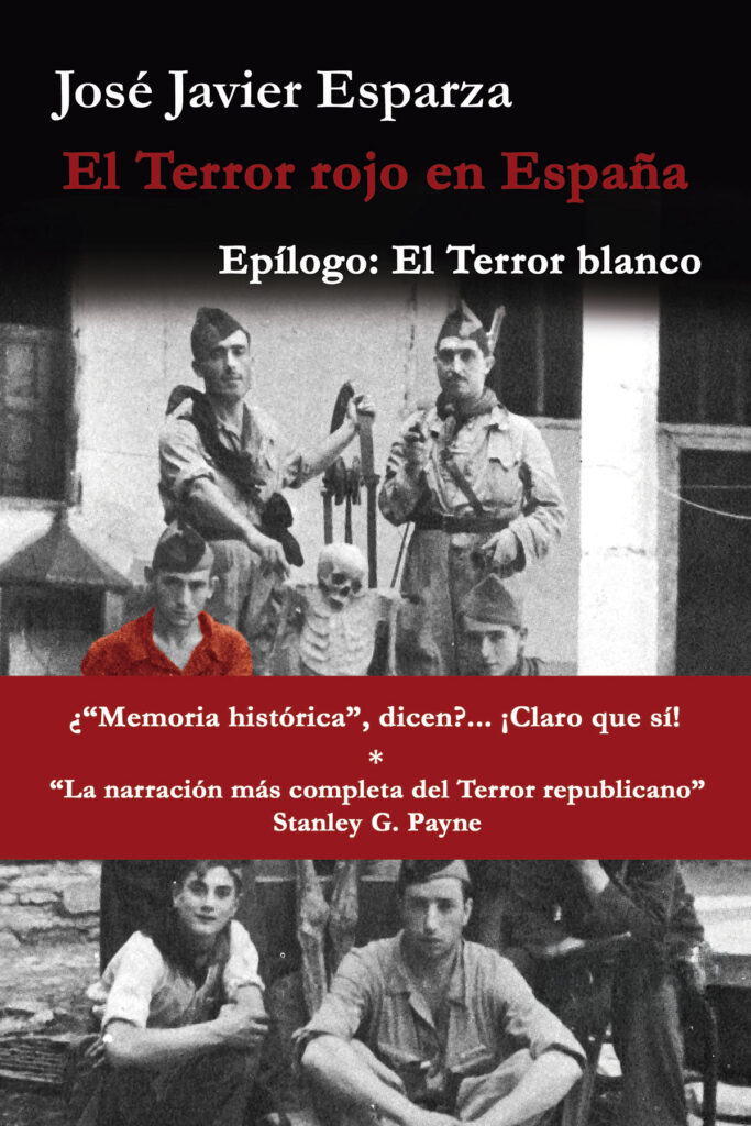 Portada del libro El Terror rojo en España de José Javier Esparza con fotografía histórica en blanco y negro y franja roja central.